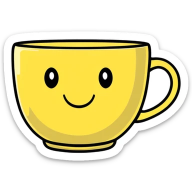 Cute tea cup with a happy face sticker