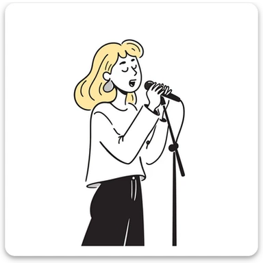 Sabrina Carpenter singing with a microphone and blonde hair sticker