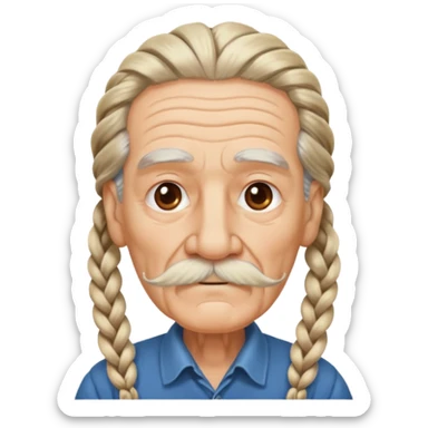 very old,  and mustached, haired, braided, sticker
