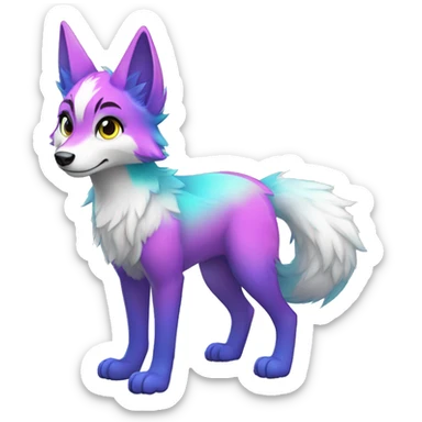 Colorful Shiny Fionbri-Falvie-sparkle-wolf-sona with markings full body sticker