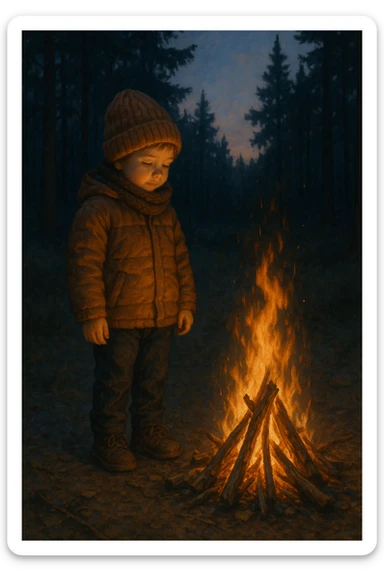 a child near a fire sticker