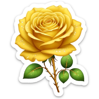 Yellow rose with golden sparkles sticker
