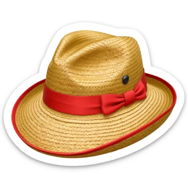 Sombrero de paja con una tira roja en la parte central sin ninguna soporte sticker