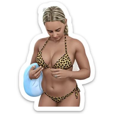 leopard print bikini at beach sticker