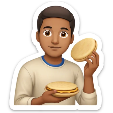 venezuelan guy with an arepa on the hand sticker