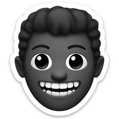 vampire dark monochrome skin face and a weird smile with 5 dark teeth sticker