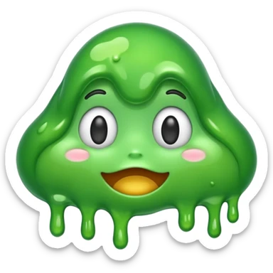 emoji representing AI slop, green and goopy, melting sticker