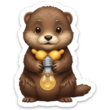 otter holding one lightbulb sticker