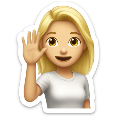 Blond girl surprised raising hand sticker