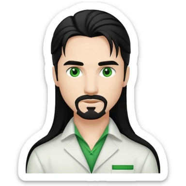 Kevin Richardson green eyes, black long hair, white outfit sticker