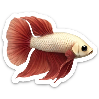Beige betta fish with deep red short fins, position: full profile sticker