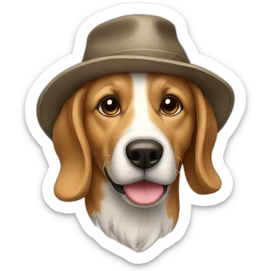 Chien avec chapeau sticker