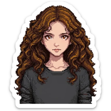 brown girl with wavy hair and brown eyes sticker