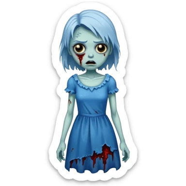 a zombie with blue dress sticker