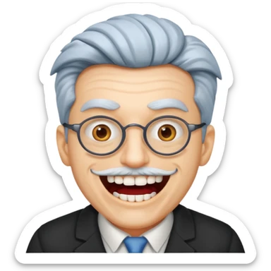 Crazy professor with crowded teeth sticker