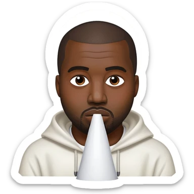 kanye west wearing white cone sticker