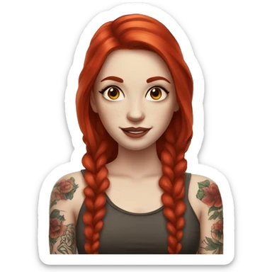 Beautiful girl with white skin, long red hair and tattoos sticker