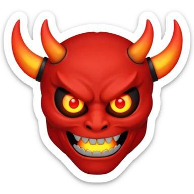 A red demon that is LED and black and is glowing sticker
