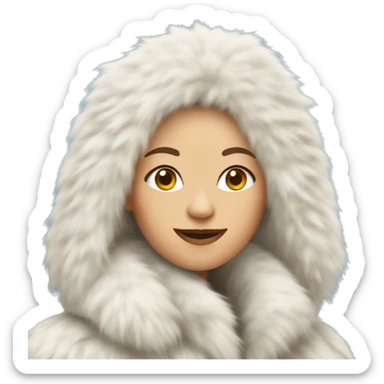 White woman in giant fur coat sticker