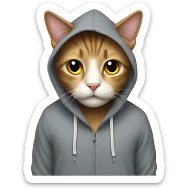 A cat wearing a hoodie  sticker