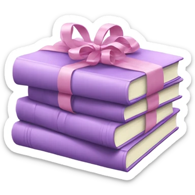 light purple Books stacked up and tied together by a pink bow sticker