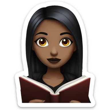 goth girl with black and red hair reading a book sticker