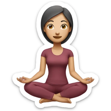 asian yoga girl light burgundy clothes  sticker