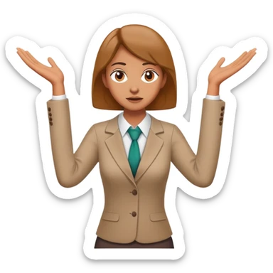 Puzzled female accountant spreading her arms to the sides sticker