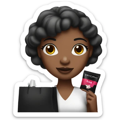 A girl holding a Sephora bag sticker