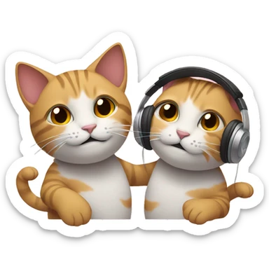 two cats listening to music sticker