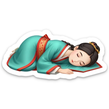 Beautiful girl in Hanfu lying on the ground sleeping sticker