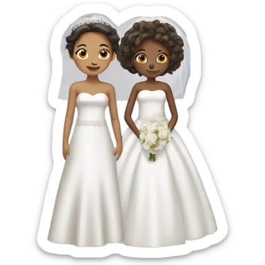 Two girls in wedding dresses sticker