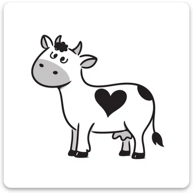 hand-drawn lines doodle style cow heart, no background sticker
