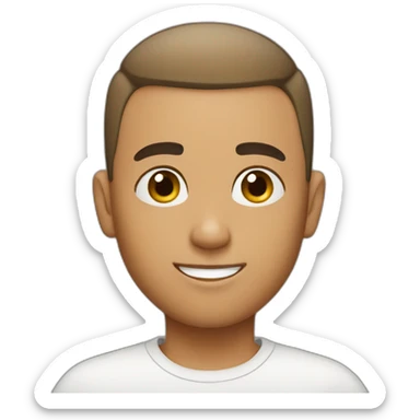 Boy with buzzcut hair and a goatee sticker