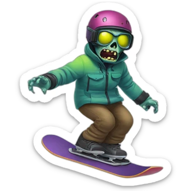 Zombie practicing snowboarding sticker