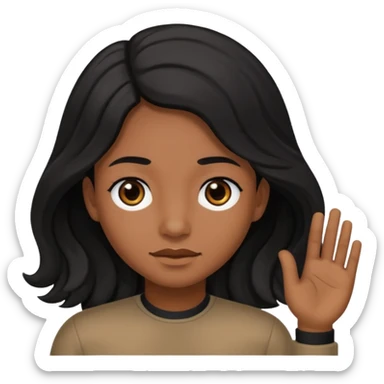 Long black hair little wave black eyes brown but not that much brown skin  sticker