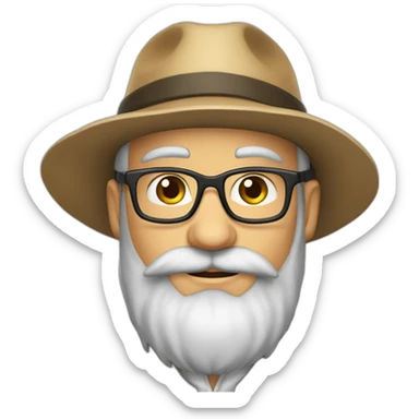 harvest garneder european long black beard no hair glasses with hat sticker