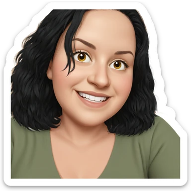 smiling girl with black hair sticker