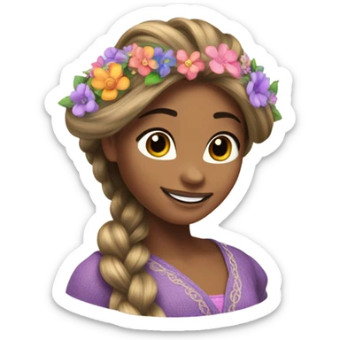 Rapunzel tangled flowers in braid realistic pretty sticker