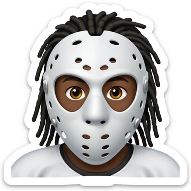 dark skinned black man with short dreads wearing hockey mask sticker