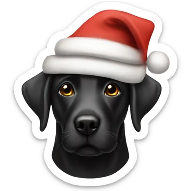 black Labrador with Santa hat and elf ears  sticker