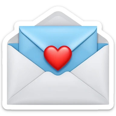 an envelope with one bright red and glossy heart coming out of it sticker