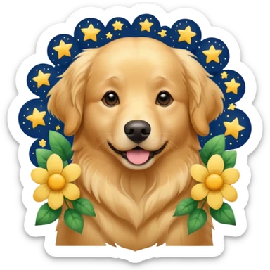собака з квітами та зірками sticker