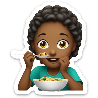 girl enjoying her meal sticker
