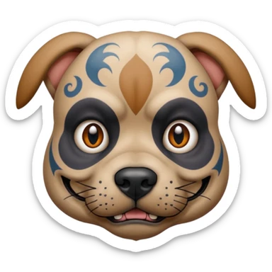 tattooed scary looking dog with heavy face tattoes sticker