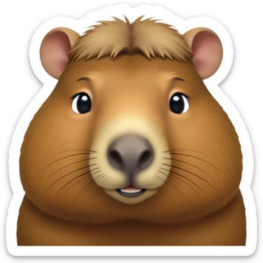 cinematic-noble-capybara-portrait-emoji,-poised-and-serene,-with-a-robust,-rounded-build-covered-in-soft,-earthy-fur-and-gentle,-wise-eyes,-simplified-yet-sharp-and-sophisticated-features,-highly-detailed,-glowing-with-a-warm,-natural-glow -simplified-yet-realistic head tilted confidently staring at the camera in a comical way sticker