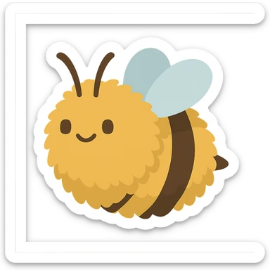 flat design style fluffy bee sticker