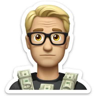 Batman offering stack of money not smiling  sticker