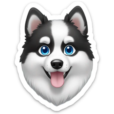 black and white pomsky with blue eyes sticker