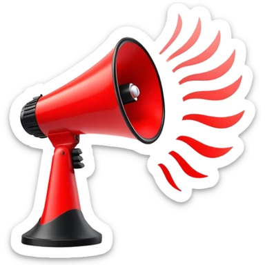 red and black megaphone loudspeaker with sound waves sticker